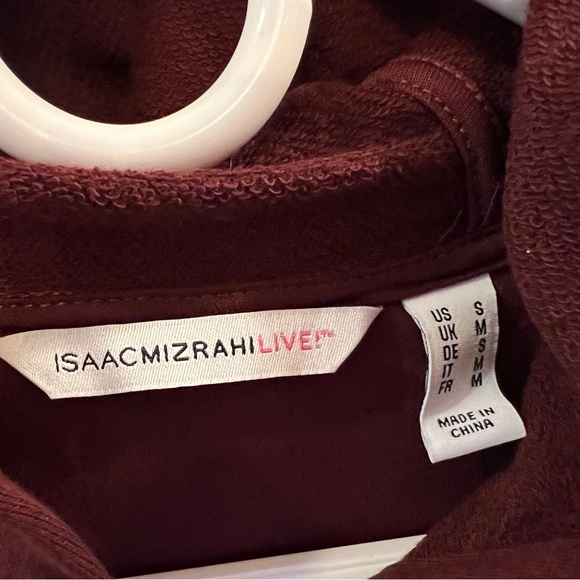 Isaac Mizrahi Live! Burgundy Zip Up Hoodie Jacket - Picture 5 of 16